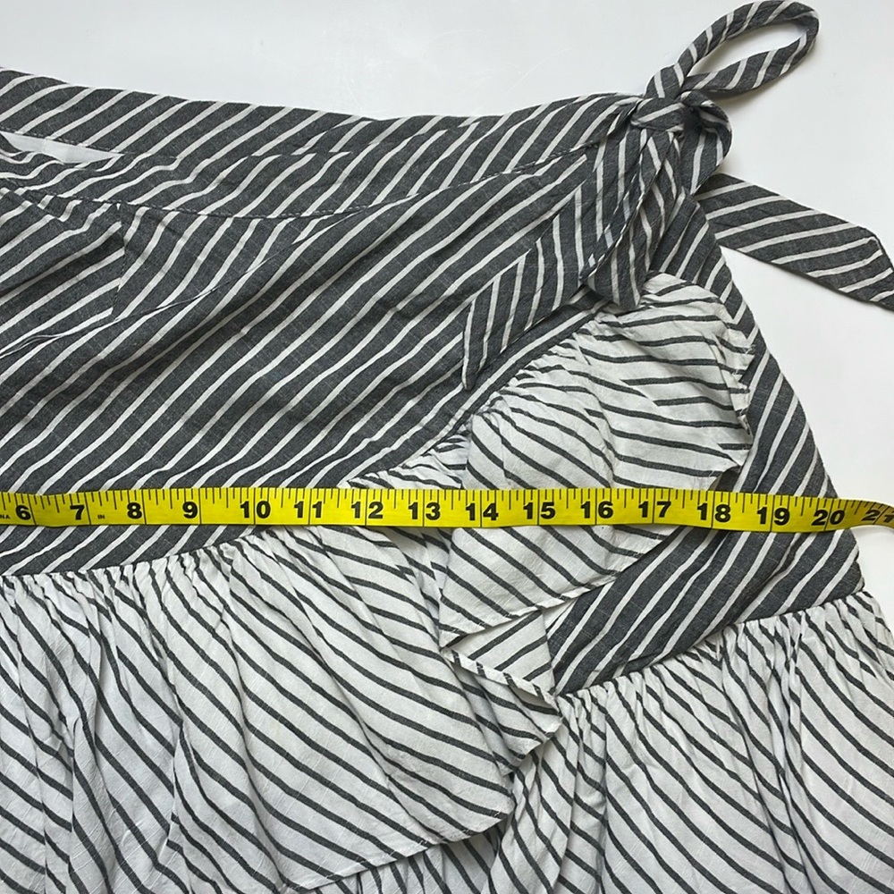 SUBOO Ziggy Frill Wrap Mini Skirt Black White Stripes Size S Lining - Picture 11 of 12